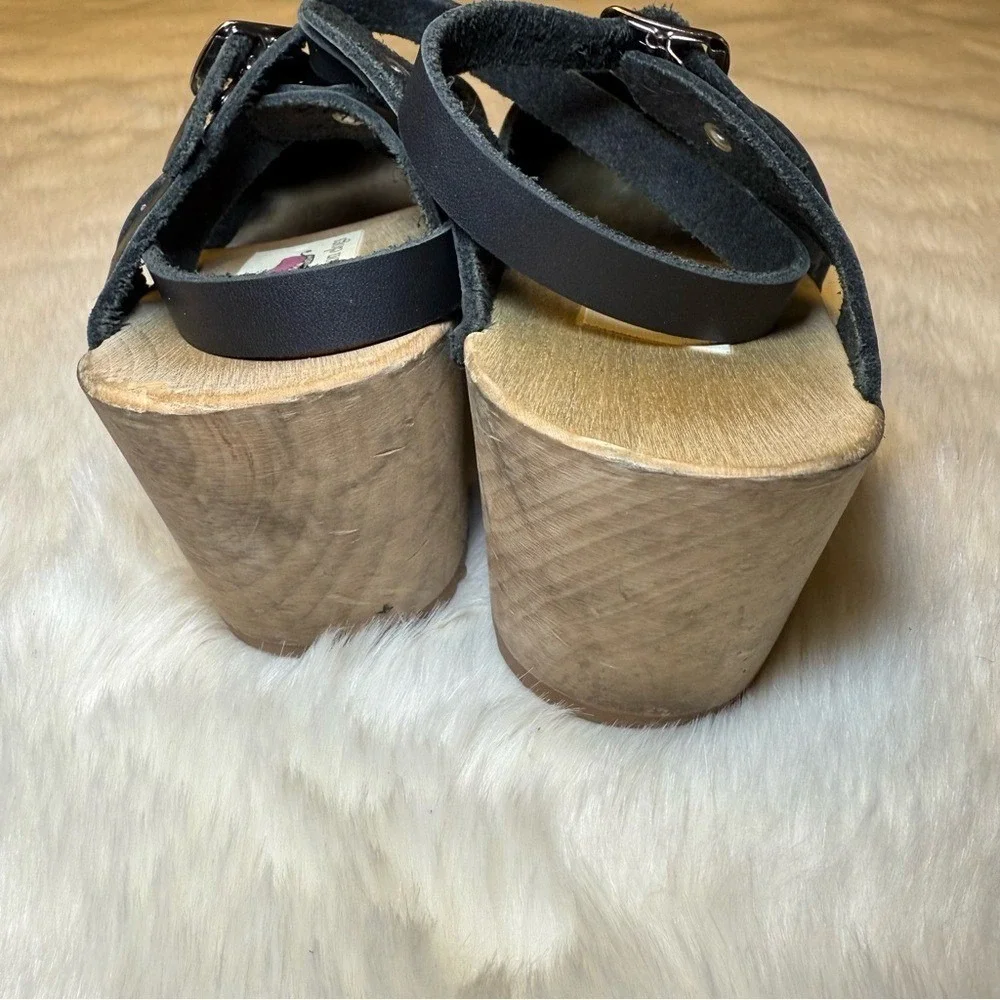 Chameleon Clogs handmade leather black ankle strap size 39 - Picture 3 of 4